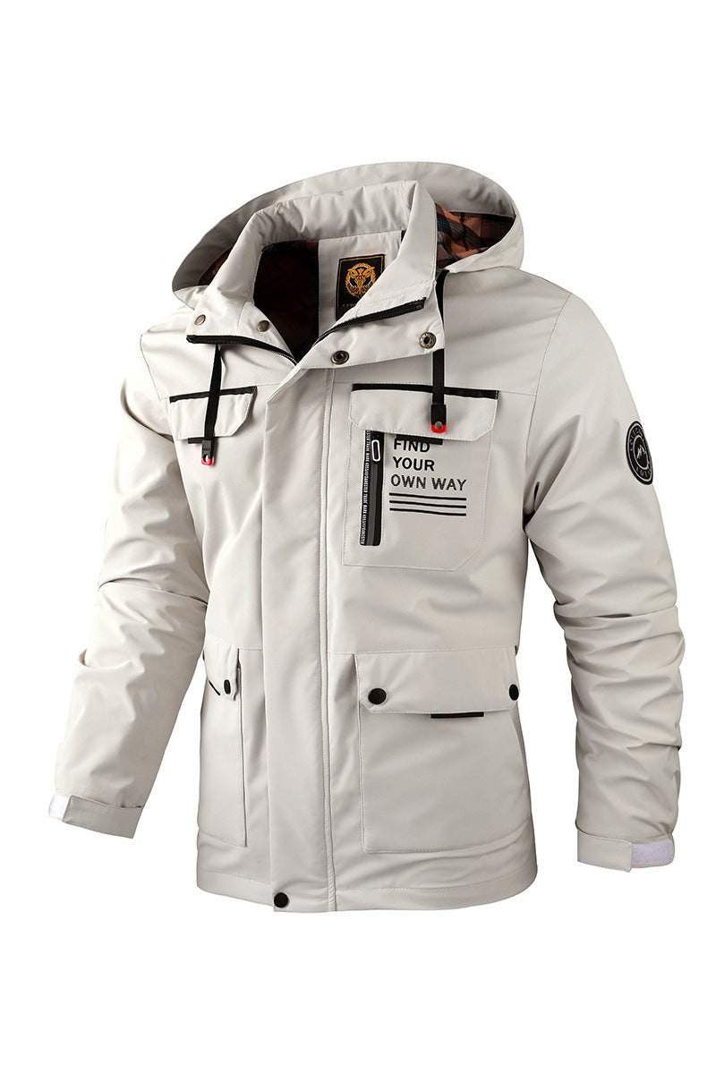 Fashion Men's Casual Windbreaker Jackets Hooded Jacket Man Waterproof ...